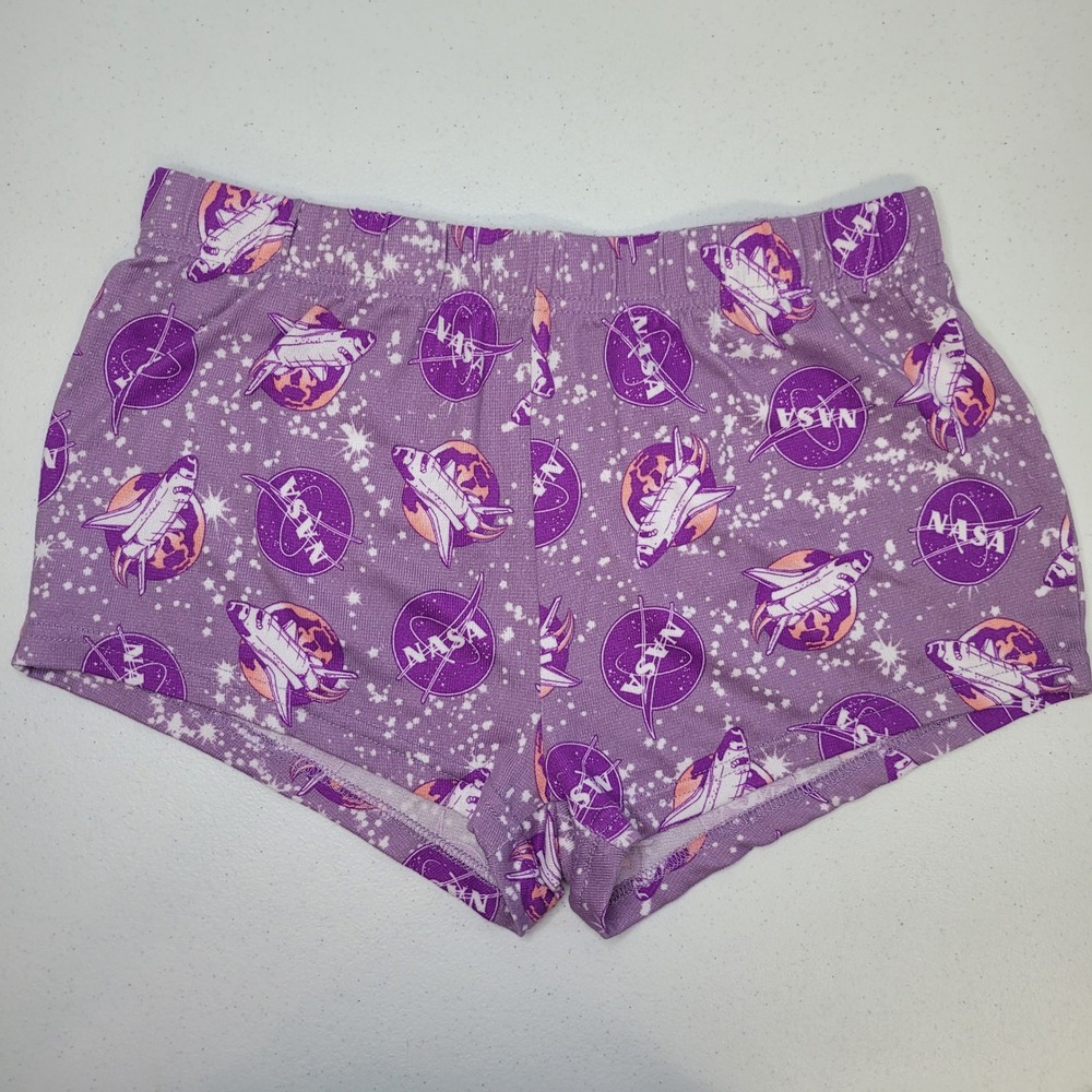NASA‎ Purple Space Shuttle Galaxy Pajama Soft Shorts Small 4-6 RN88147